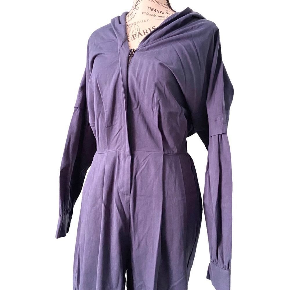 NWT The Korner Navy Blue Jumpsuit Long Sleeve Front Zip with Hoodie in Size S